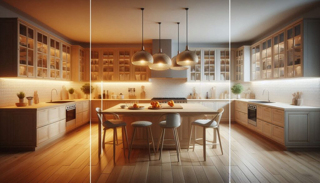 variation de température de lumière sur une pièce